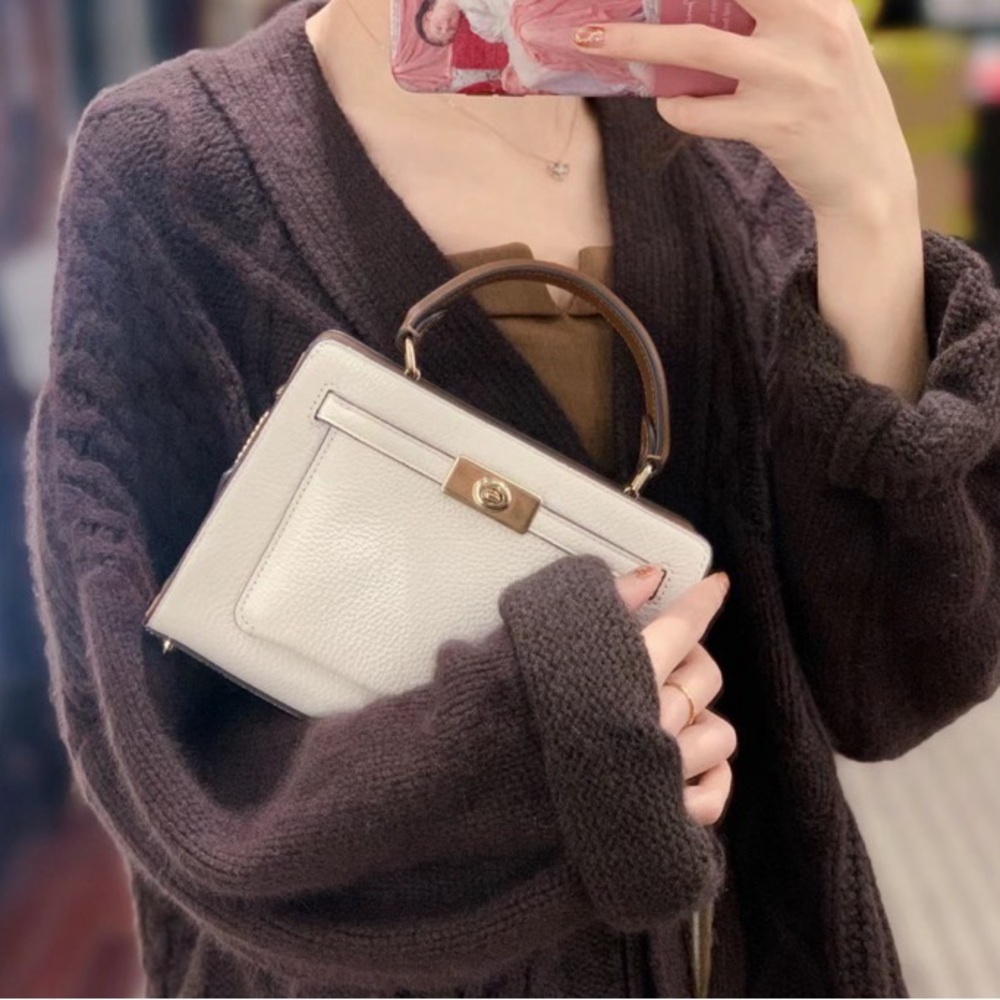 NWT Coach Mini Lane Top Handle In Colorblock Chalk Penny Multi C8319